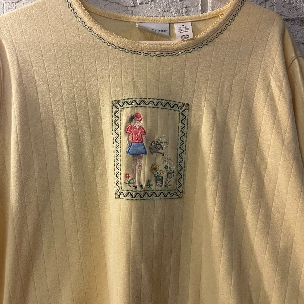 Vintage Alfred Dunner Embroidered Tee – Cottagecore Aesthetic 🍋🌿